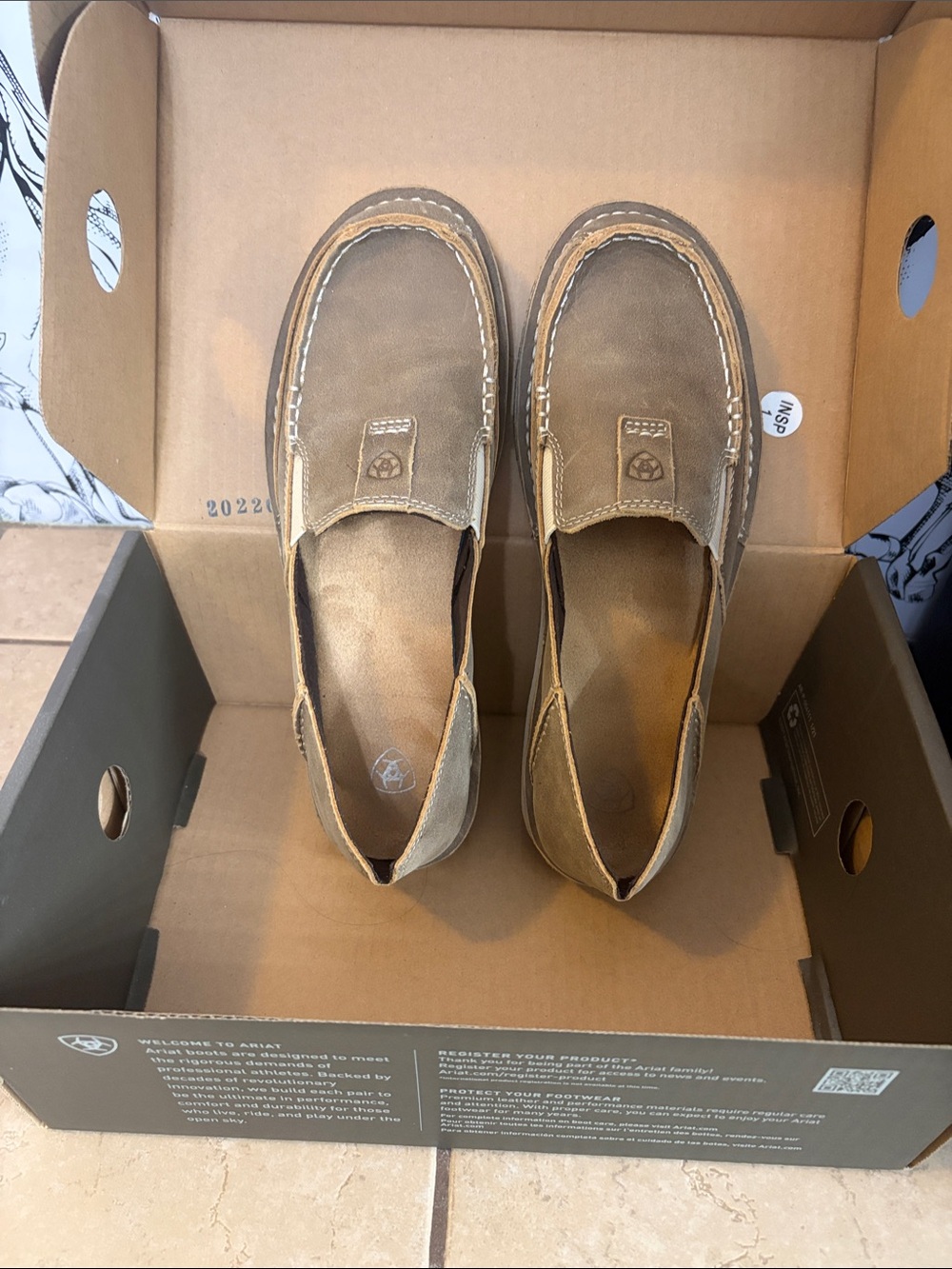 Ariat Tan Slip-On Leather Driving Loafers